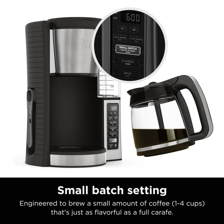 Ninja 12-Cup Stainless Steel Coffee Maker, Glass Carafe, CE250