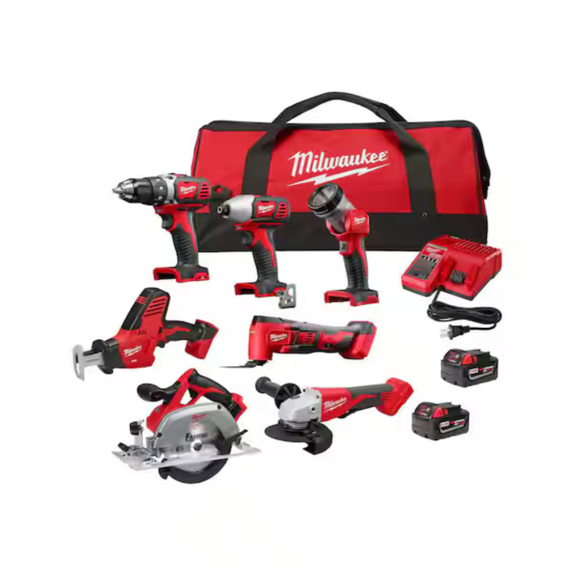 M18 18-Volt Lithium-Ion Cordless Combo Kit 7-Tool with 2-Batteries, Charger and Tool Bag