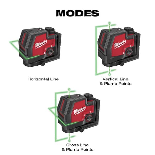 Green 100 ft. Cross Line and Plumb Points Rechargeable Laser Level with REDLITHIUM Lithium-Ion USB Battery and Charger