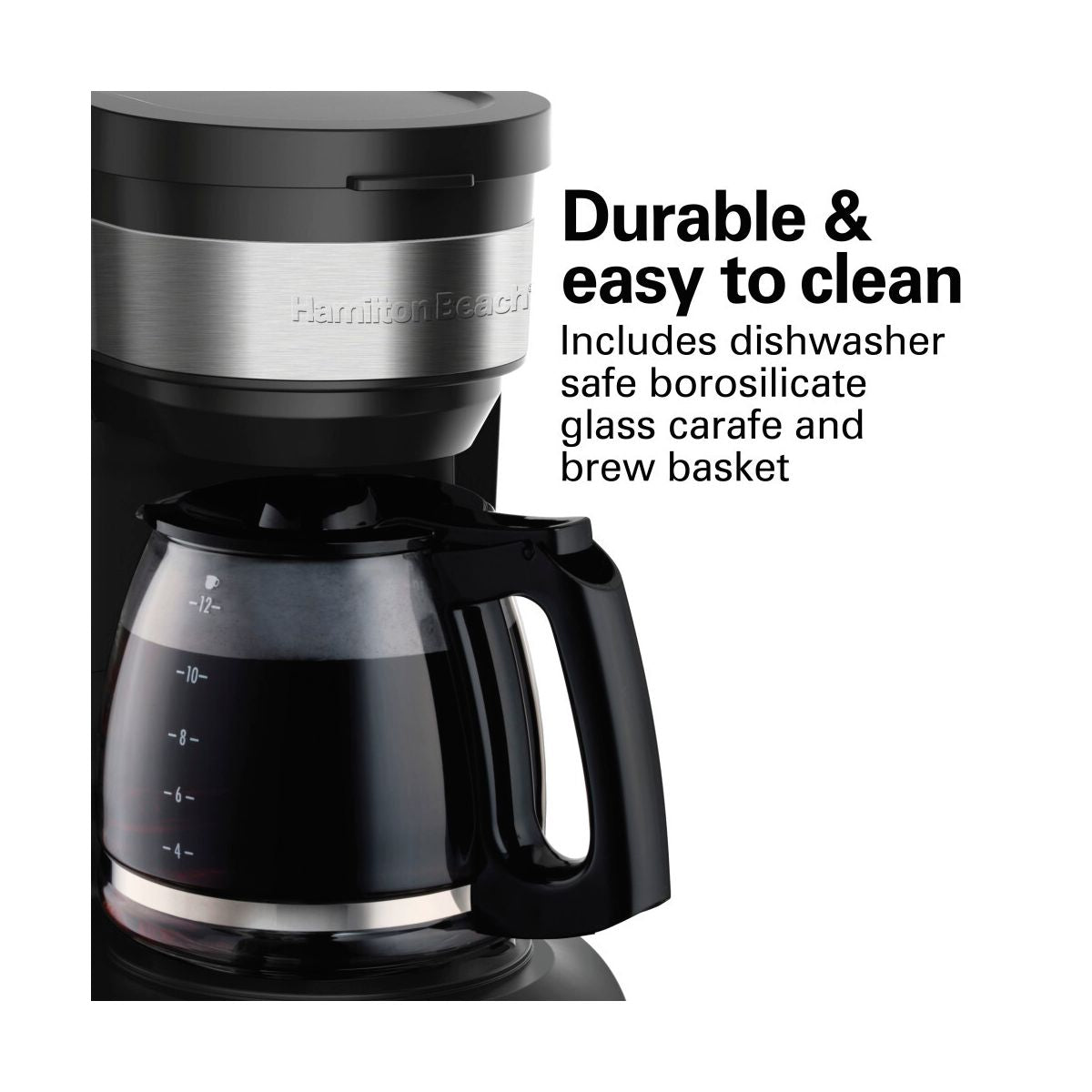 Hamilton Beach 12 Cup Programmable Coffee Maker - Black - 46290: Drip Coffee Machine, Nonstick Hot Plate, Brew Pause