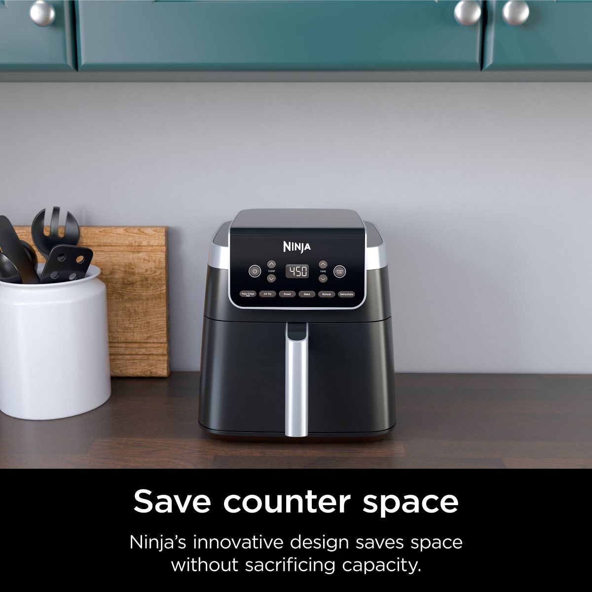 Freidora de aire Ninja Pro XL 6 en 1 - AF181: Capacidad de 6.5 cuartos, 1750 W, Piezas aptas para lavavajillas, Metal y plástico, Gris