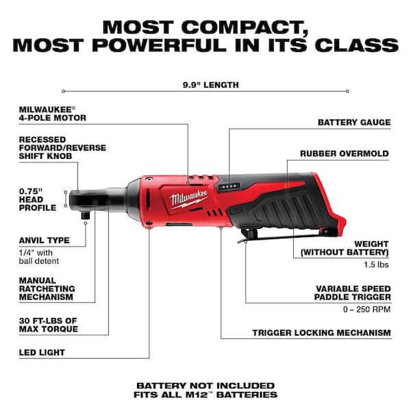 M12 12V Lithium-Ion Cordless 3/8 in. And 1/4 in. Ratchet