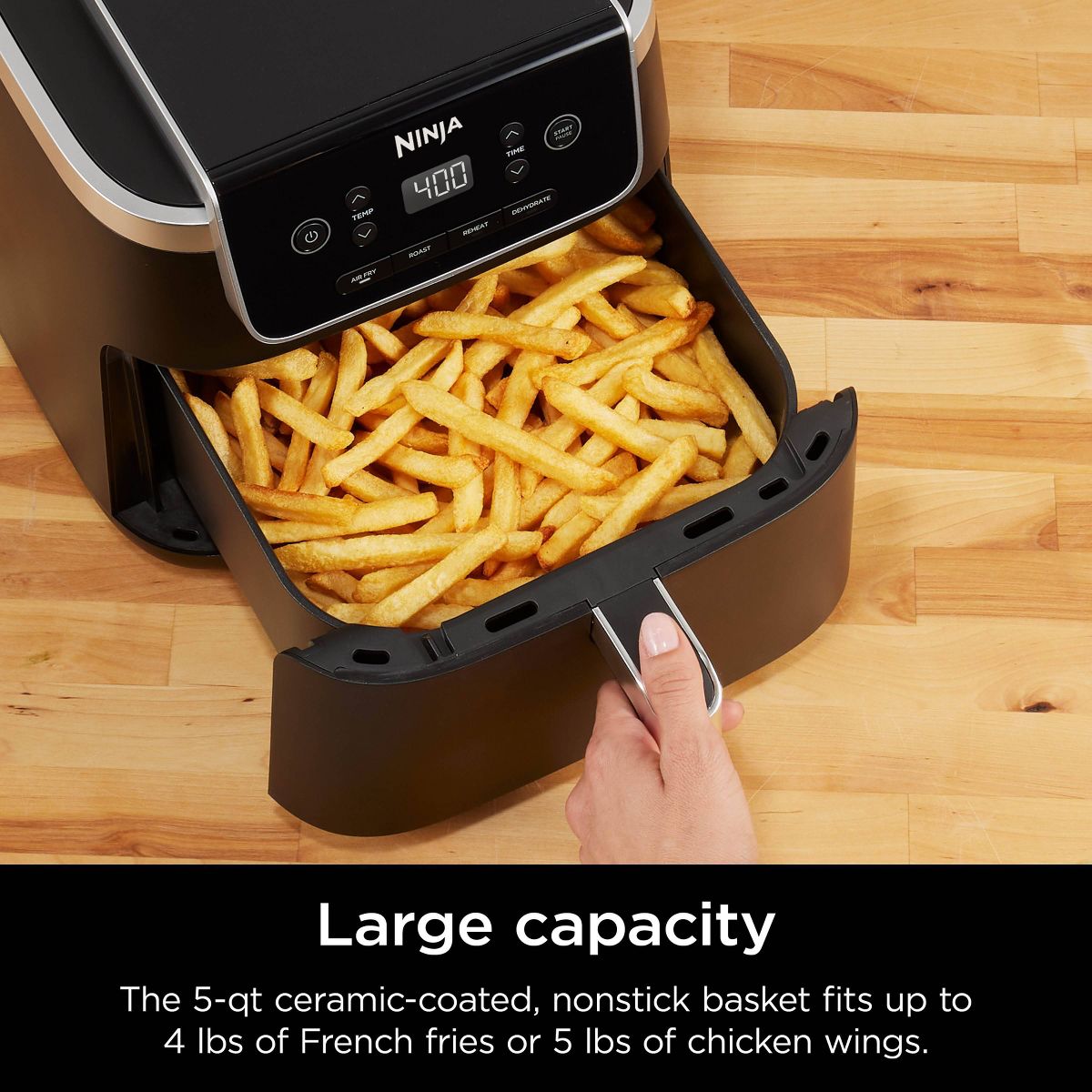 Ninja Air Fryer Pro 4-in-1 - AF141: 5-Quart, 1750W, Dishwasher-Safe Parts, Gray, Metal & Plastic