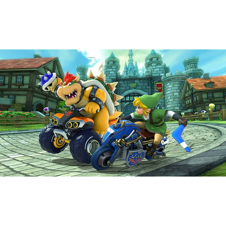 Nintendo Switch OLED Neon Red/Blue Edition + Mario Kart 8 Deluxe + Sentriq Screen Cleaning Cloth Bundle - Japan Import with US