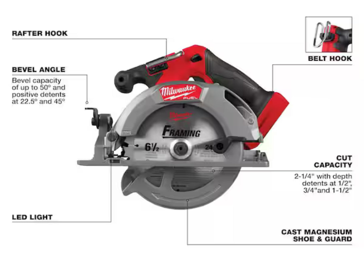 M18 FUEL 18V Lithium-Ion Brushless Cordless 6-1/2 in. Circular Saw (Tool-Only)