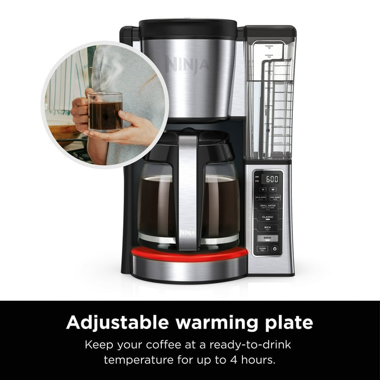 Ninja 12-Cup Stainless Steel Coffee Maker, Glass Carafe, CE250