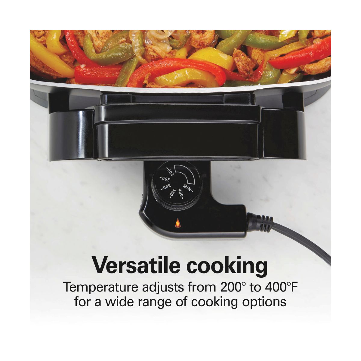 Hamilton Beach 20.5" Durathon Ceramic Reversible Nonstick Electric Skillet Black: 1500W Electric Pan, Dishwasher-Safe Parts