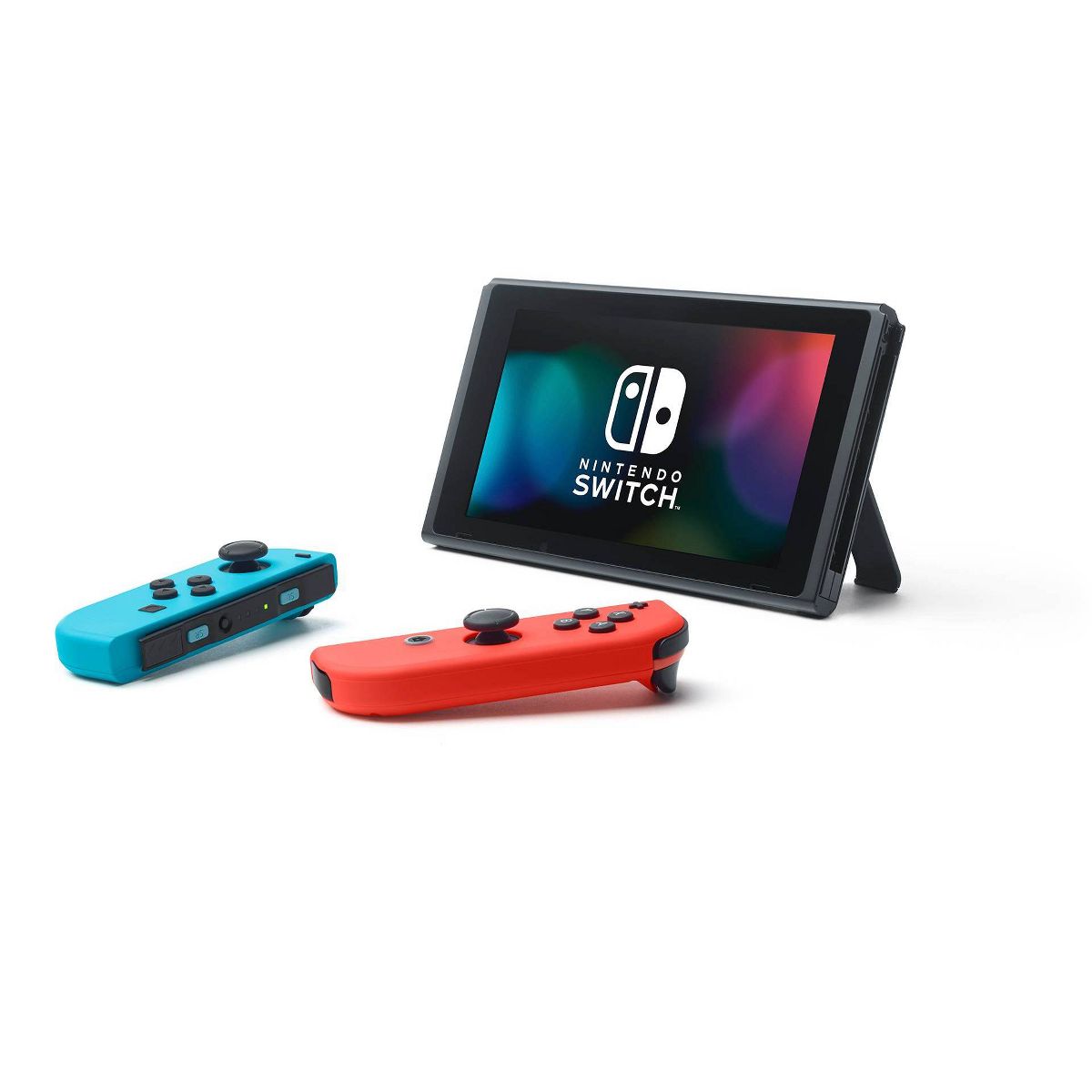 Nintendo Switch with Neon Blue and Neon Red Joy-Con