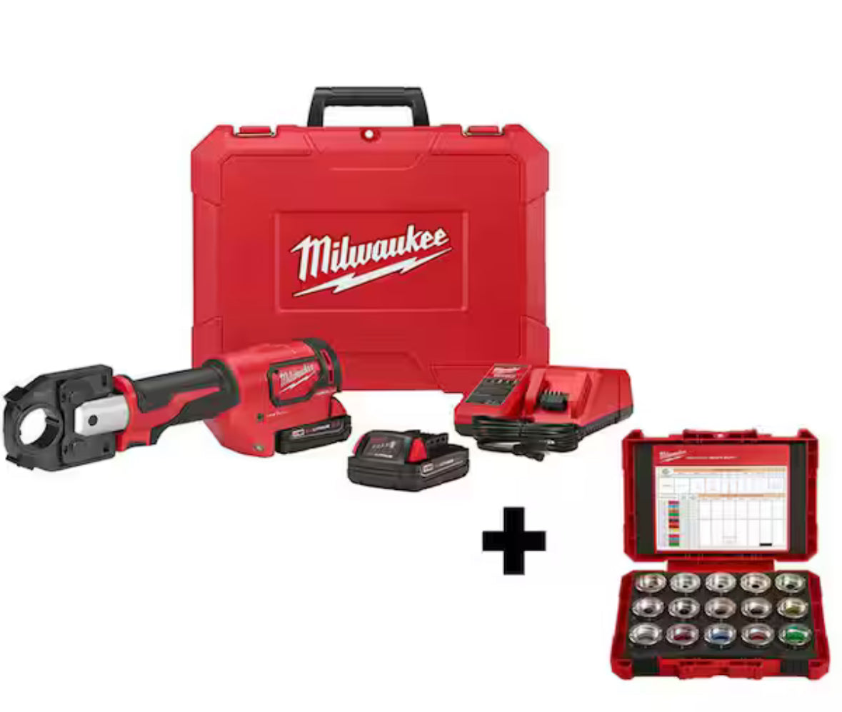 M18 18V Lithium-Ion Cordless FORCE LOGIC 600 MCM Crimper Kit W/(2) 2.0Ah Batteries, Charger, Hard Case