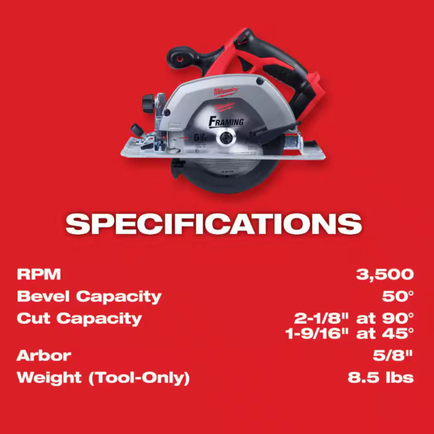 M18 18V Lithium-Ion Cordless 6-1/2 in. Circular Saw (Tool-Only)