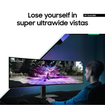 Samsung - Monitor curvo inteligente para juegos Odyssey OLED G9 (G95SC) de 49" DQHD, 240 Hz, 0,03 ms, compatible con G-Sync - Plateado
