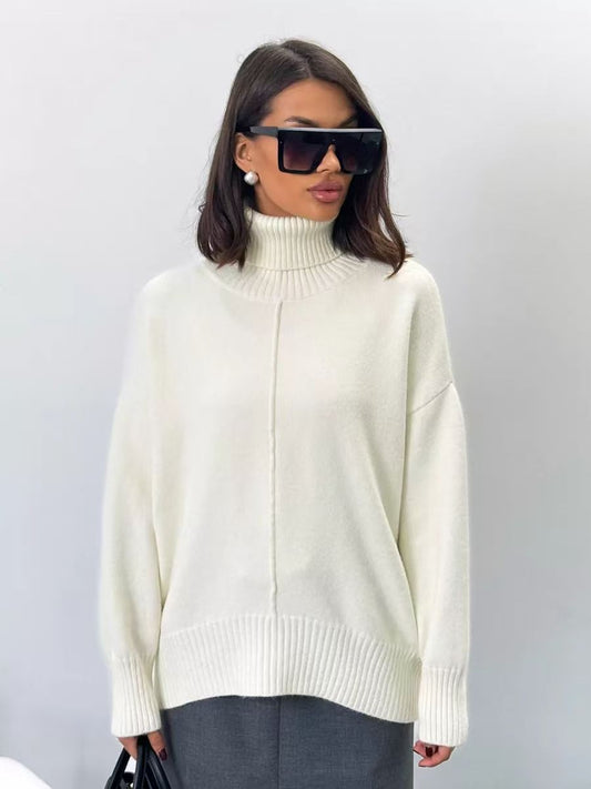 Suéter de cuello alto extragrande, elegante y cálido para mujeres modernas