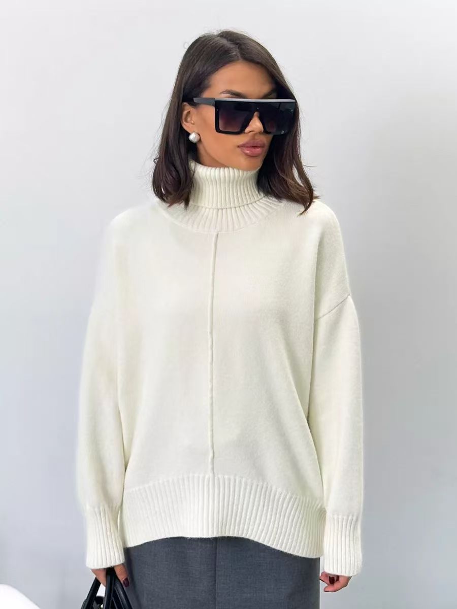 Suéter de cuello alto extragrande, elegante y cálido para mujeres modernas