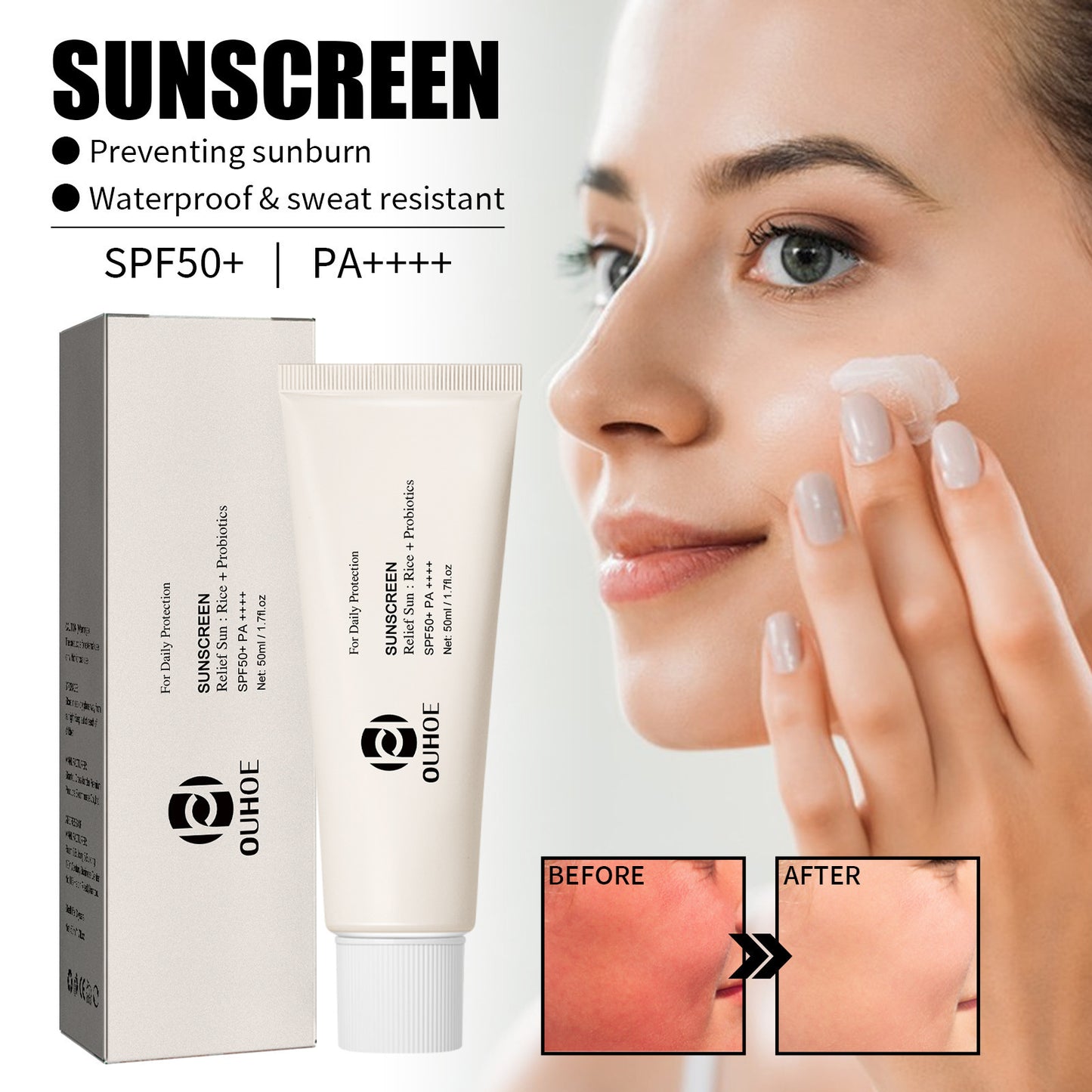 Crema facial hidratante y refrescante con protección probiótica y protección UV