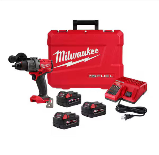 M18 FUEL 18V Lithium-Ion Brushless Cordless 1/2 in. Drill/Driver Kit with 3 5.0Ah Batteries, Charger and Hard Case