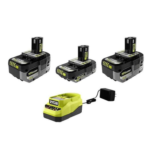 ONE+ 18V Lithium-Ion HIGH PERFORMANCE Starter Kit with 2.0 Ah Battery, (2) 4.0 Ah Batteries, and Charger