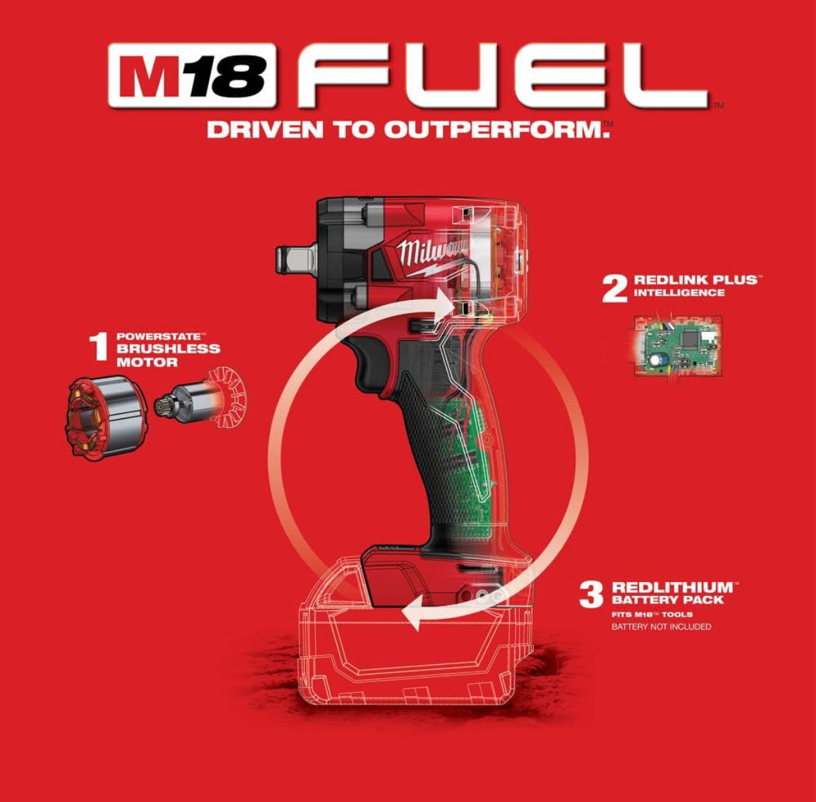 Milwaukee 2855-20 18V Brushless Cordless 1/2" Impact Wrench with Friction Ring