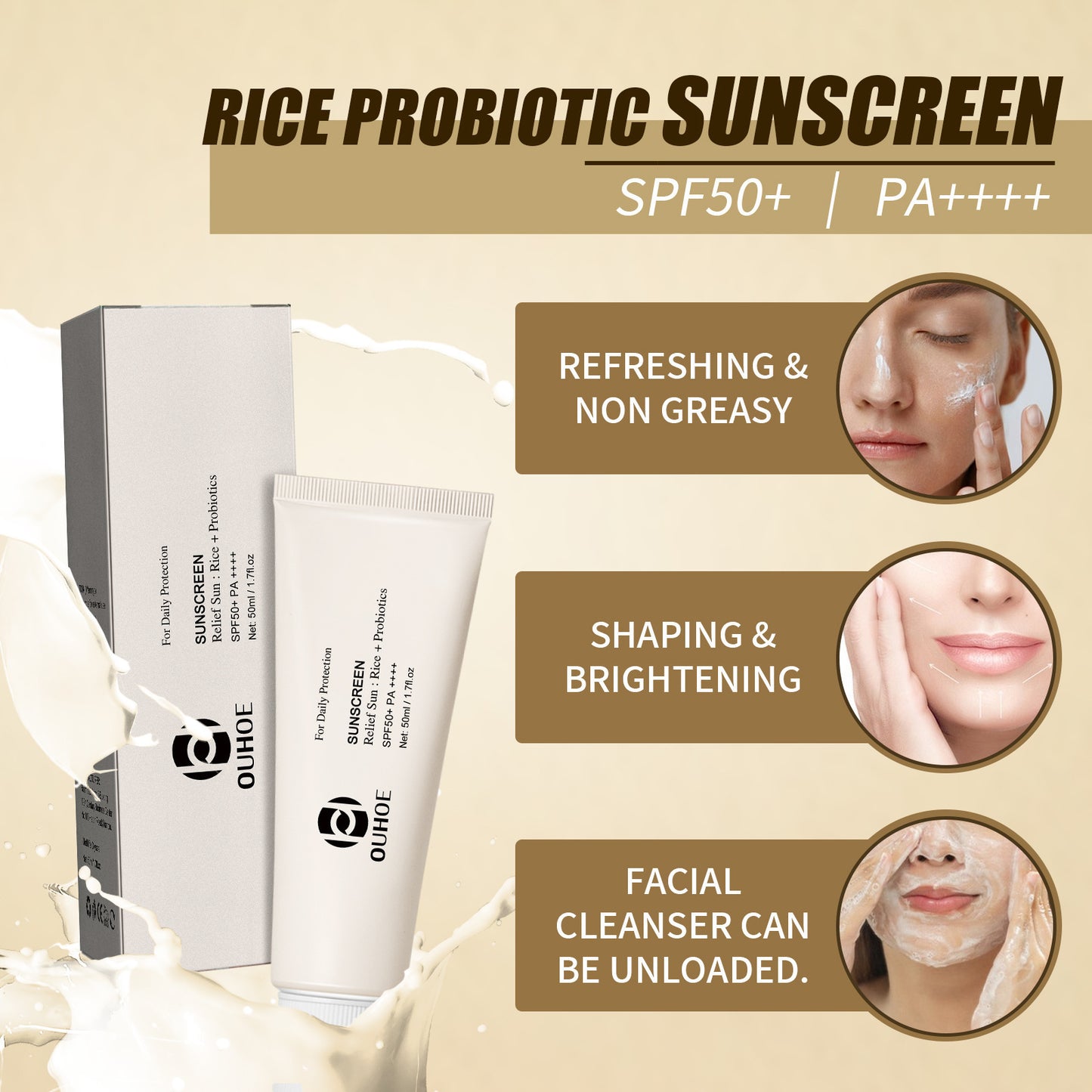 Crema facial hidratante y refrescante con protección probiótica y protección UV